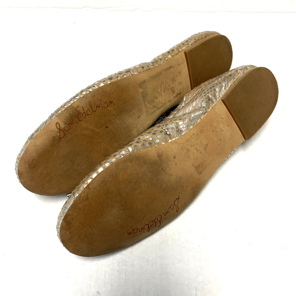 Sam Edelman Felicia Ballet Flat Ballerina Silver Snake Metallic Leather Bow 10 - Picture 7 of 7